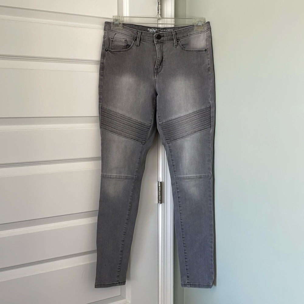 Grey moto jeans